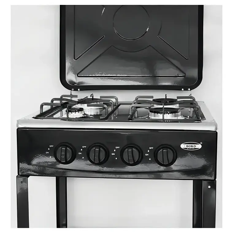 Cocina Encimera A Gas 4 Quemadores Con Repisas Color Negro 4