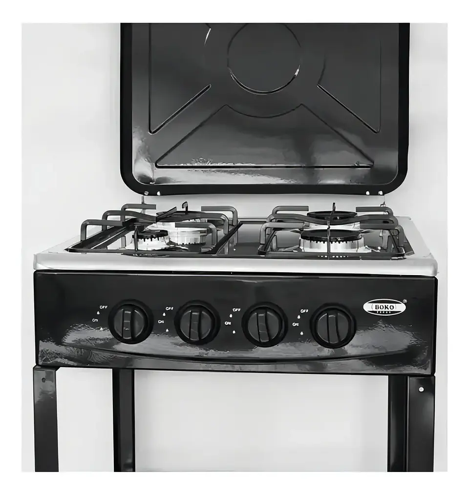 Cocina Encimera A Gas 4 Quemadores Con Repisas Color Negro 4