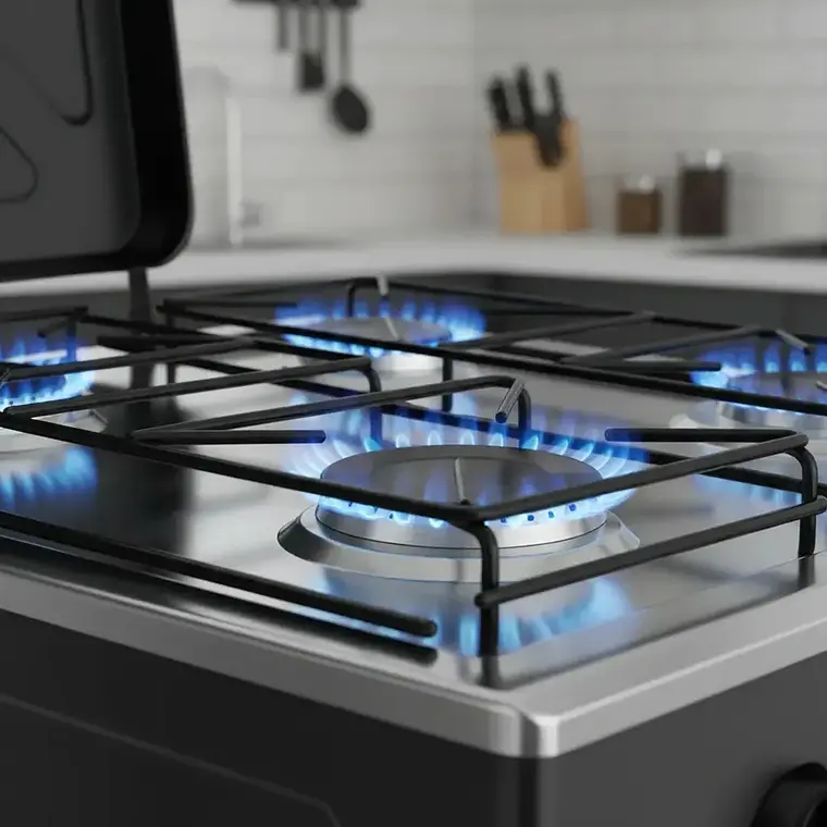 Cocina Encimera A Gas 4 Quemadores Con Repisas Color Negro 5