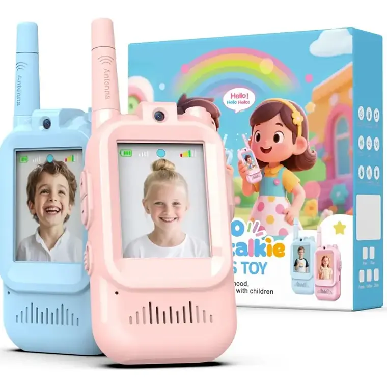 Pack 2 Radio Walkie Talkie Woki Toki Niños Camara Rosa Azul 2