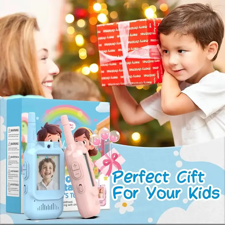 Pack 2 Radio Walkie Talkie Woki Toki Niños Camara Rosa Azul 3