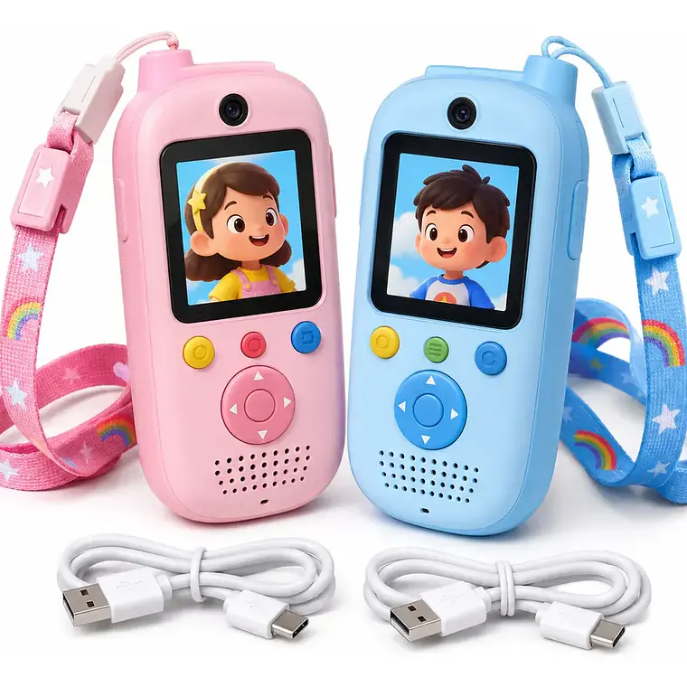 Pack 2 Radio Walkie Talkie Woki Toki Niños Camara Rosa Azul 1
