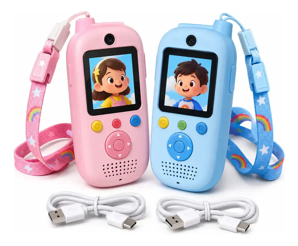 Pack 2 Radio Walkie Talkie Woki Toki Niños Camara Rosa Azul 1