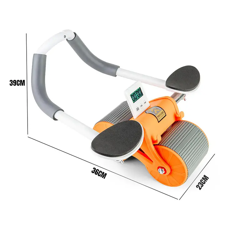 Rueda Abdominal Gym -Rodillo Con Timer Digital y Apoyo Codos Naranja 3