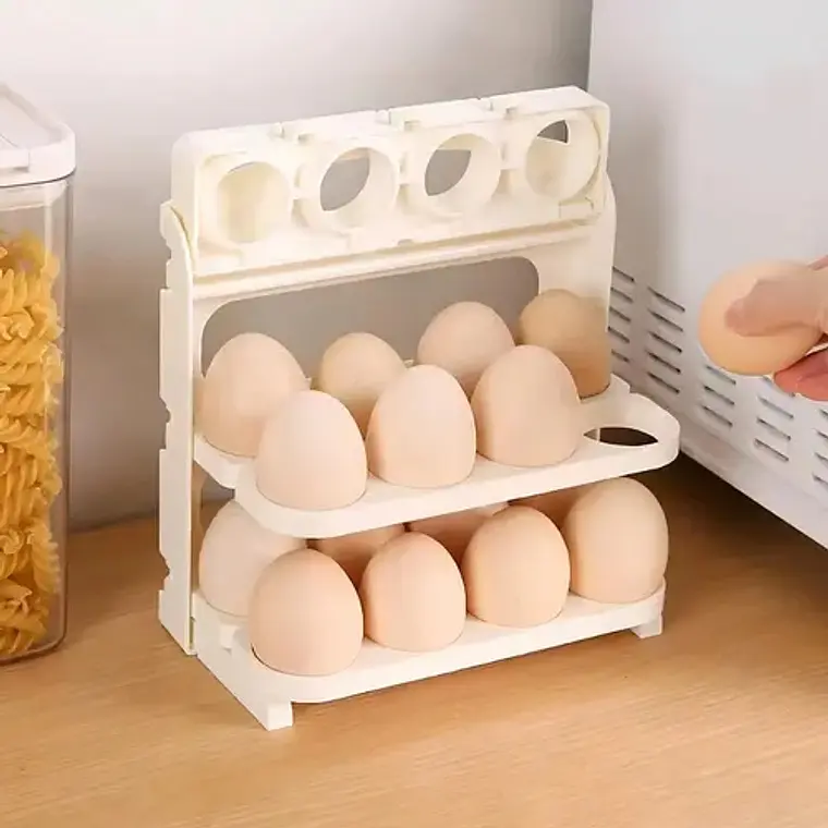 Huevera Plegable Organizador De Huevos Soporte Para Cocina Color Nude 2