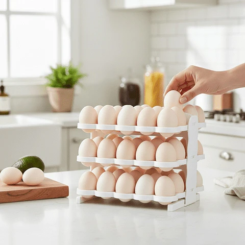 Huevera Plegable Organizador De Huevos Soporte Para Cocina Color Nude