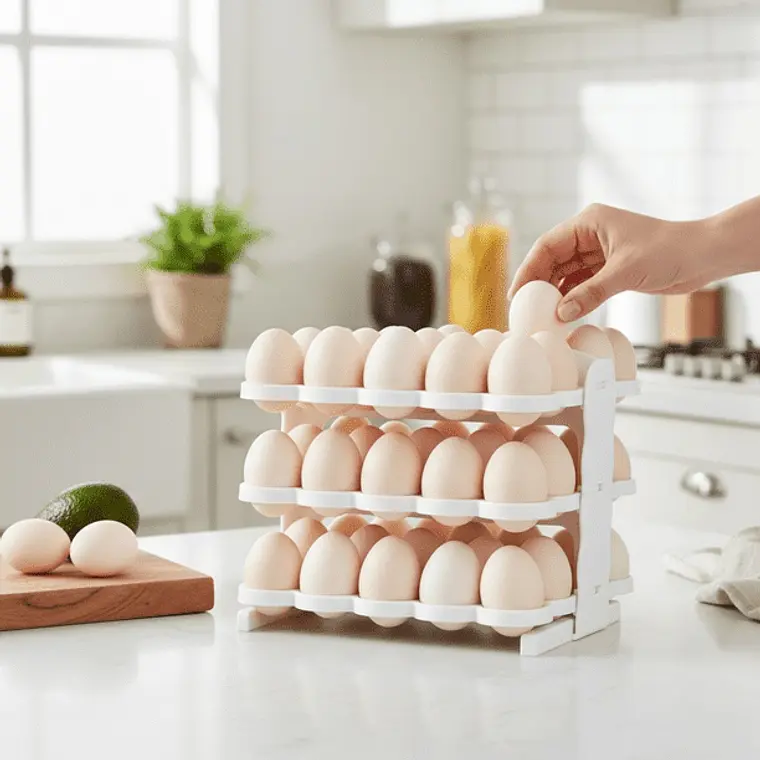 Huevera Plegable Organizador De Huevos Soporte Para Cocina Color Nude 1