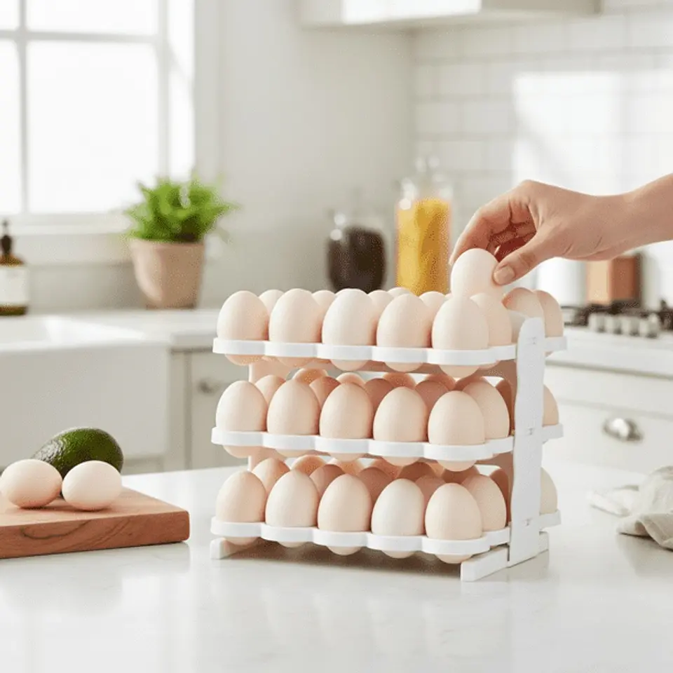 Huevera Plegable Organizador De Huevos Soporte Para Cocina Color Nude 1