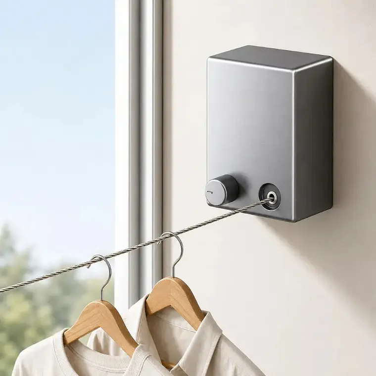 Tendedero Extensible Retráctil De Acero Anticaida 4.2m Ropa 2