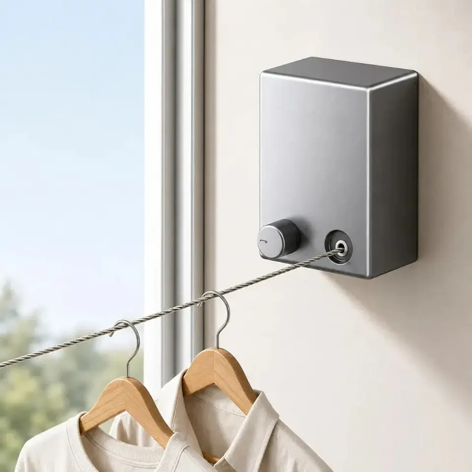Tendedero Extensible Retráctil De Acero Anticaida 4.2m Ropa 2