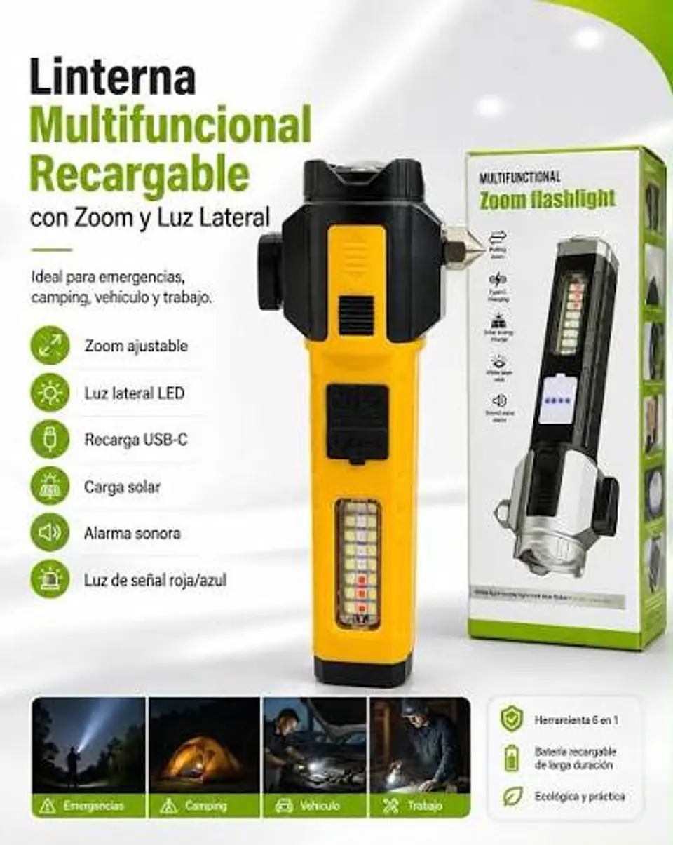Linterna rompe vidrios con baliza 3