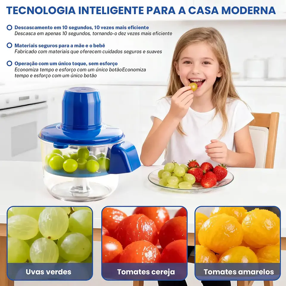 Pelador Eléctrico de Ajo y Fruta con 9 Cuchillas de Acero Inoxidable 2