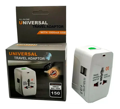 Adaptador Enchufe Universal Para Viajes Con 2 Puertos Usb