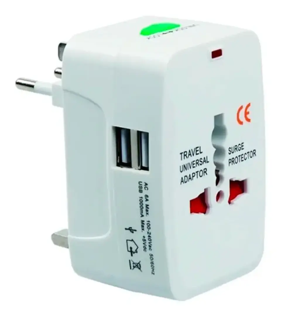 Adaptador Enchufe Universal Para Viajes Con 2 Puertos Usb 4