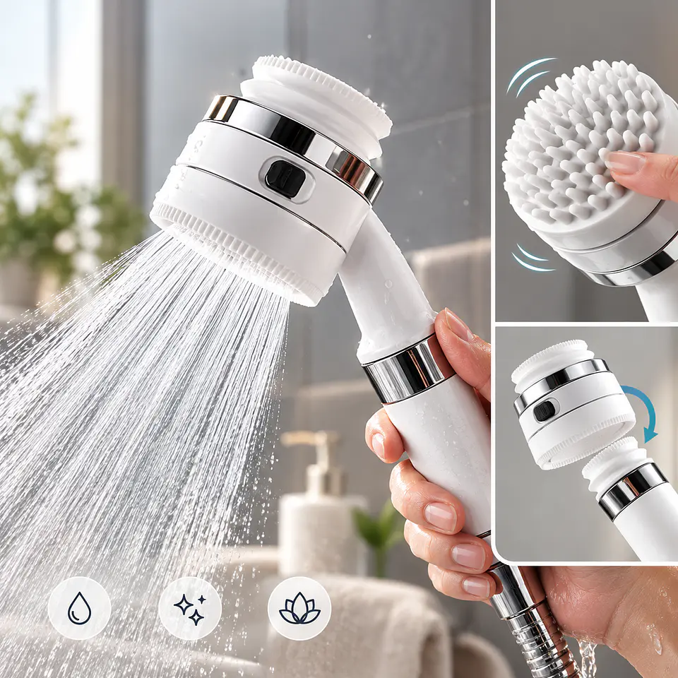 Cabezal de ducha con Masajeador de silicona exfoliante 1