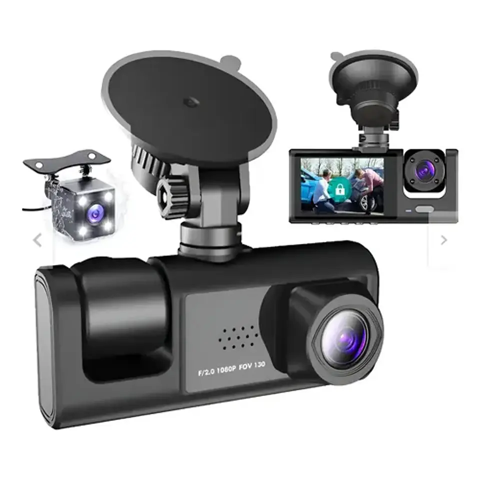 Cámara Para Auto Hd 1080p+wifi Accesorio Dashcamera 3 Cámara 1