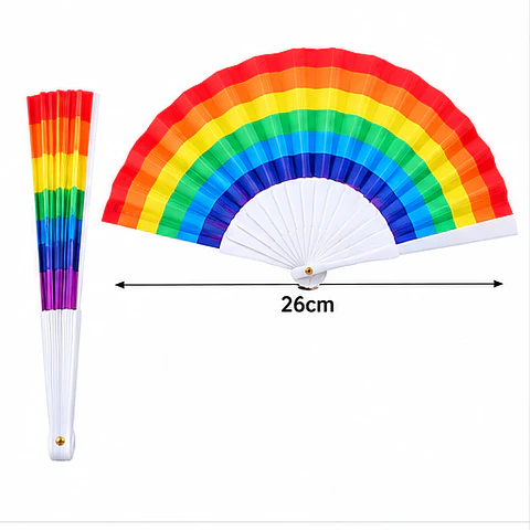 X12  Abanico Pride Plegable Abanicos Mes Orgullo Fiesta Lgbt Color Arcoíris Horizontal