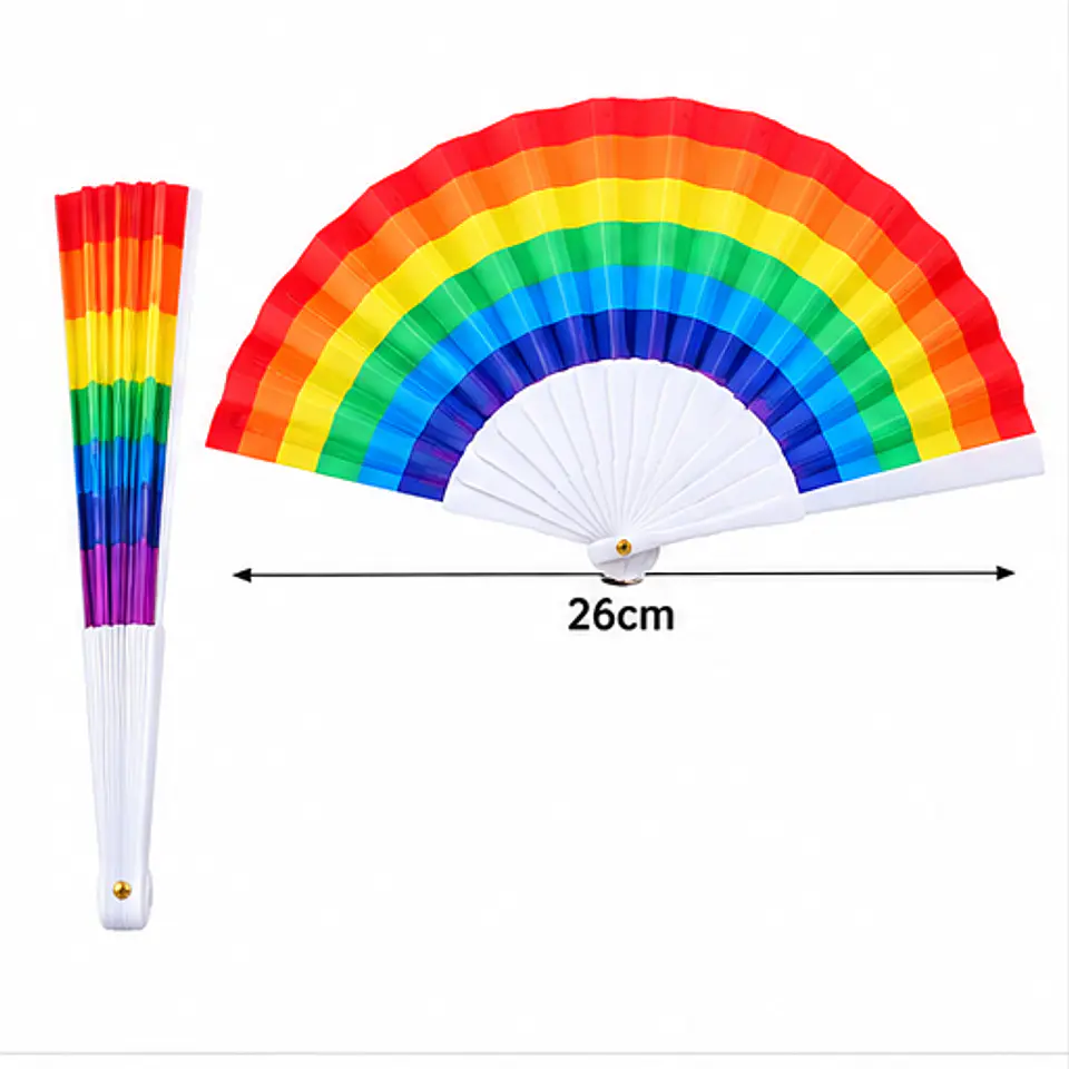 X12  Abanico Pride Plegable Abanicos Mes Orgullo Fiesta Lgbt Color Arcoíris Horizontal 1