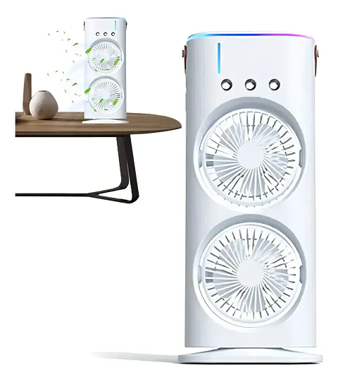 Ventilador Doble Inalambrico Rotatorio Humidificador 3 Vel Estructura Blanco Aspas Blanco Diámetro 10 Frecuencia 50hz/60hz Material De Las Aspas Plástico