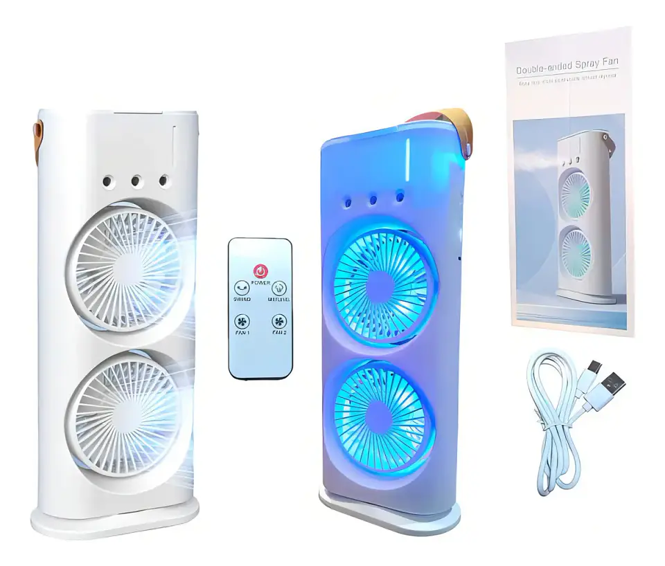Ventilador Doble Inalambrico Rotatorio Humidificador 3 Vel Estructura Blanco Aspas Blanco Diámetro 10 Frecuencia 50hz/60hz Material De Las Aspas Plástico 2