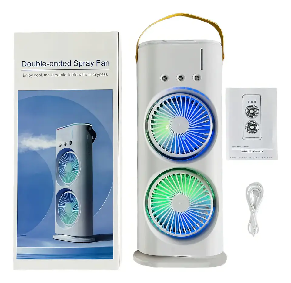Ventilador Doble Inalambrico Rotatorio Humidificador 3 Vel Estructura Blanco Aspas Blanco Diámetro 10 Frecuencia 50hz/60hz Material De Las Aspas Plástico 3