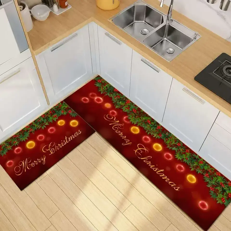 Set 2 Alfombras Navidad Para Cocina Baño Y Entrada 2