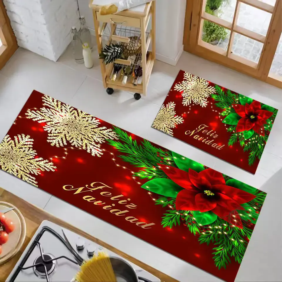 Set 2 Alfombras Navidad Para Cocina Baño Y Entrada 4