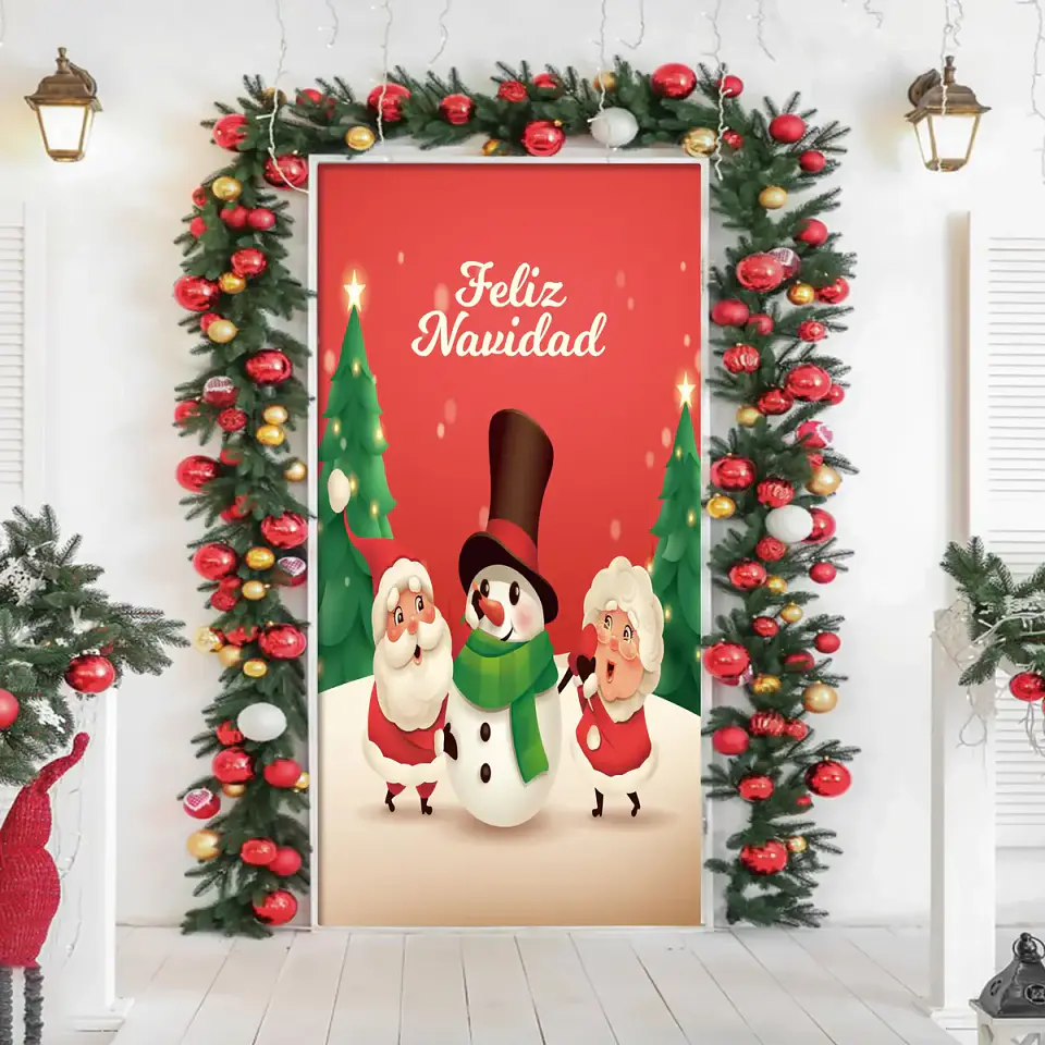 Funda Navidad Para Puerta Decoración Varios Modelos 3