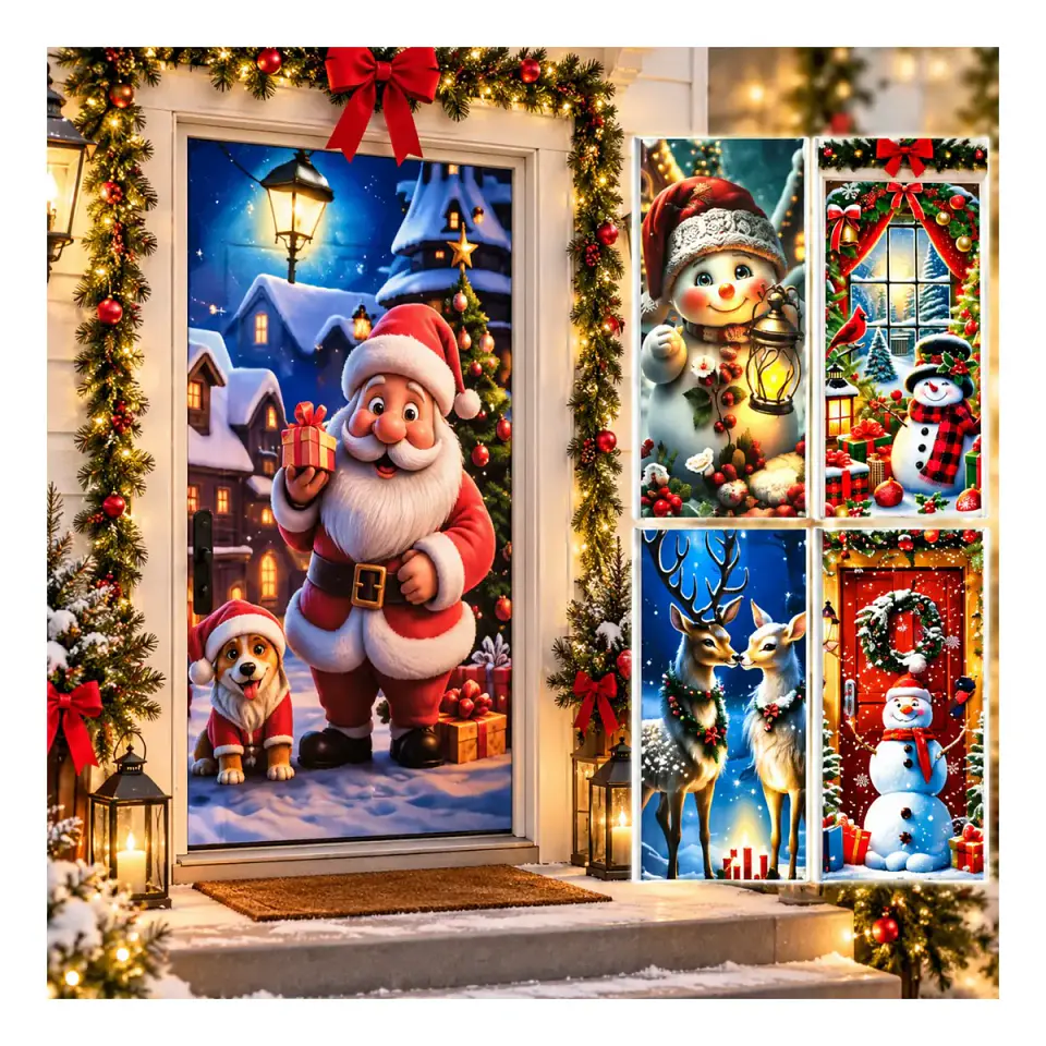 Funda Navidad Para Puerta Decoración Varios Modelos 4