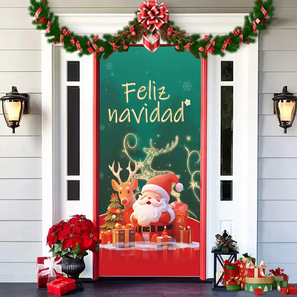 Funda Navidad Para Puerta Decoración Varios Modelos 5