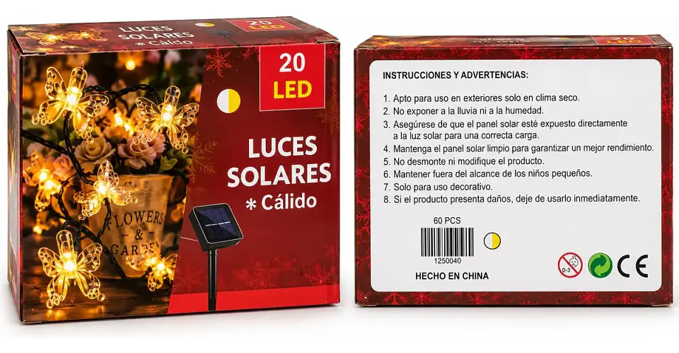 Luces Guirnalda Solares Mariposas Led 5 Metros Navidad 2
