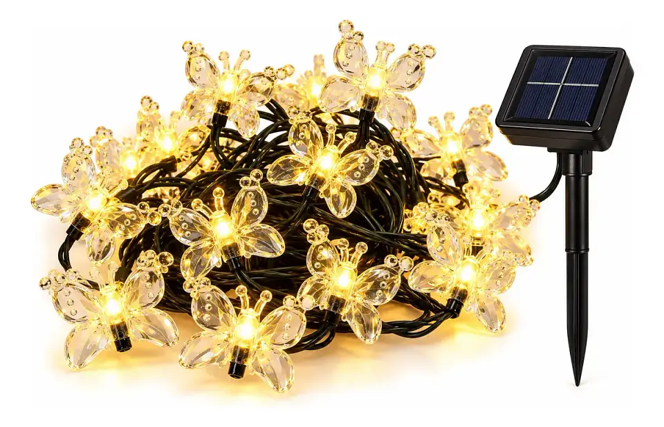 Luces Guirnalda Solares Mariposas Led 5 Metros Navidad 4