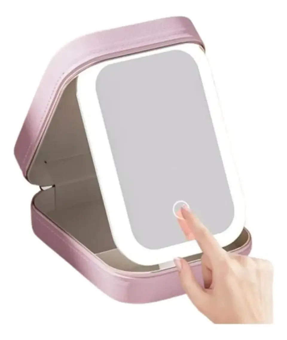 Cosmetiquero Organizador Portátil Con Espejo Y Luz Led Mini 1