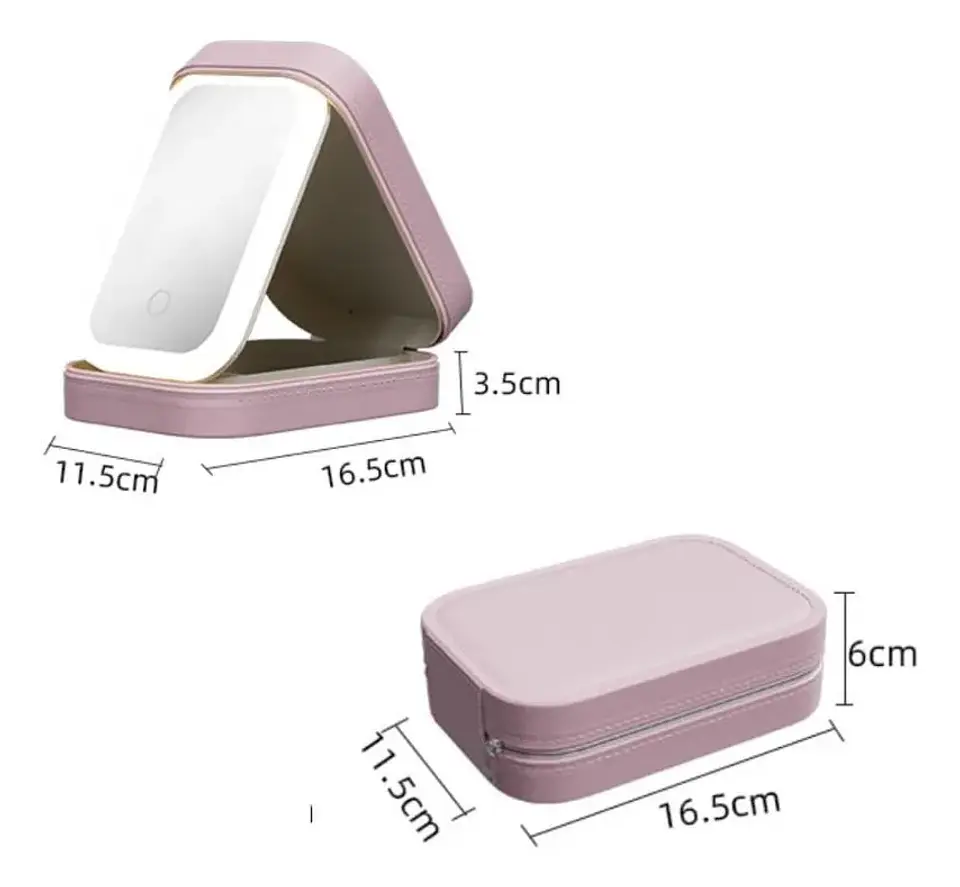 Cosmetiquero Organizador Portátil Con Espejo Y Luz Led Mini 2