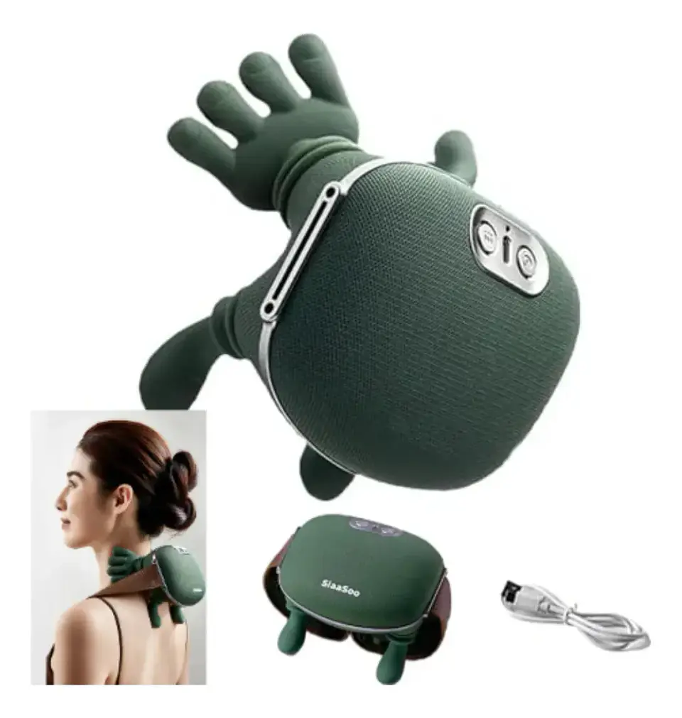 Masajeador Cuello Y Hombros Shiatsu Con Calor Recargable Verde Musgo 1