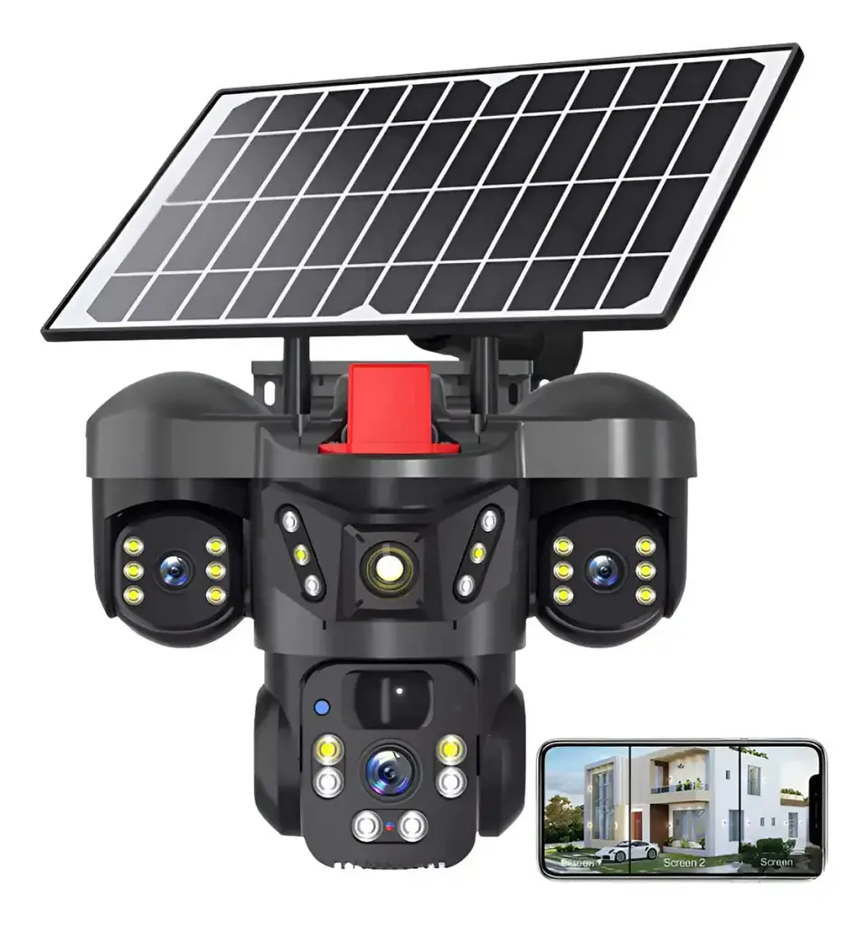 Camara Solar Inteligente 360° Vision Nocturna Color Negro 4