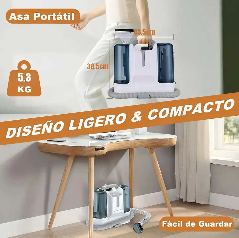 Aspiradora lava alfombra tapicería de inyección succión 550w 1.8L con 6 conectores intercambiables 3