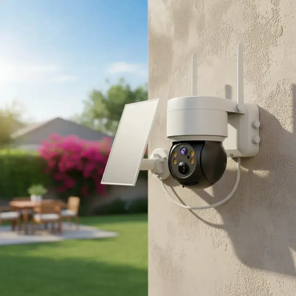 Cámara Qp Solar Para Exteriores Ip 1080 Inalámbrica 360 Color Blanco 3