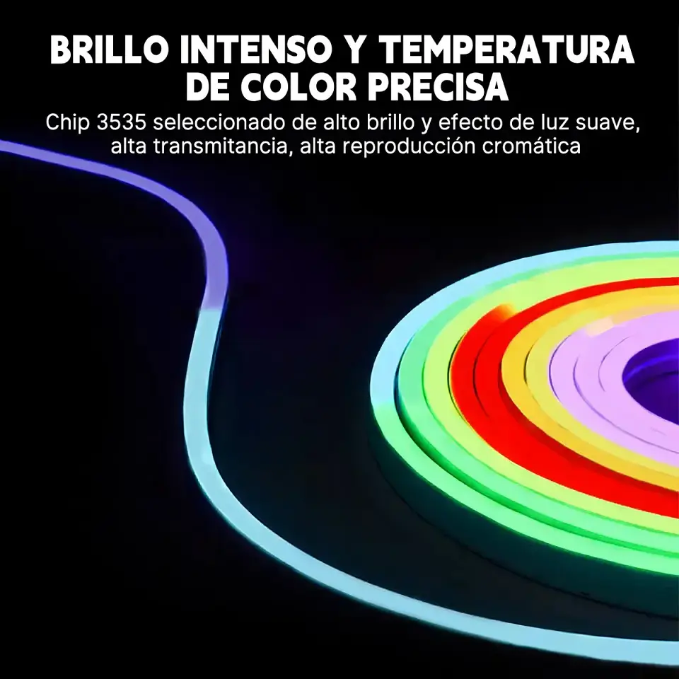 Tira de Luz Led Neón Rgb Bluetooth 5 M Con Control Y App Brillo 4