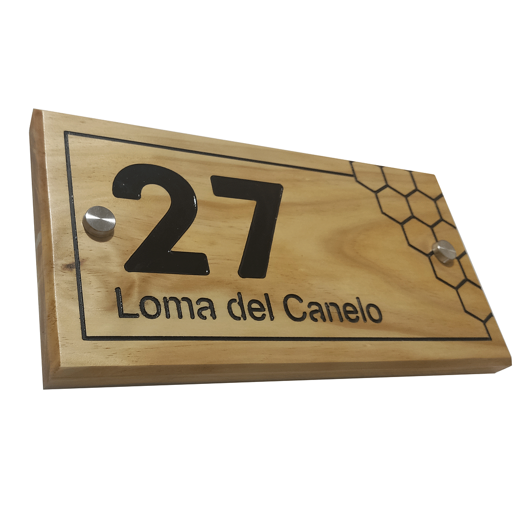 Número para casa de madera Panal - Letrero para casas 3