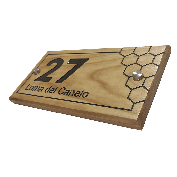 Número para casa de madera Panal - Letrero para casas 4