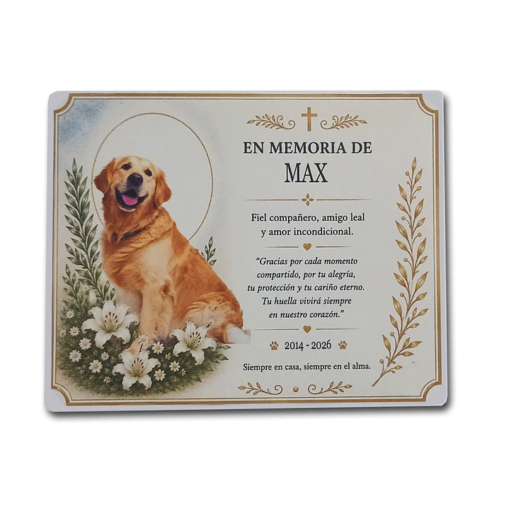 Placa Conmemorativa Memorial Personalizable Para Mascota 1