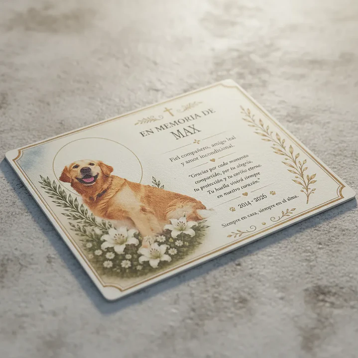 Placa Conmemorativa Memorial Personalizable Para Mascota 2