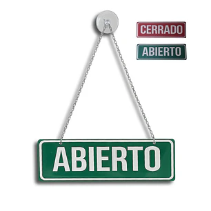 Letrero Colgante Abierto Cerrado Con Ventosa Y Cadena