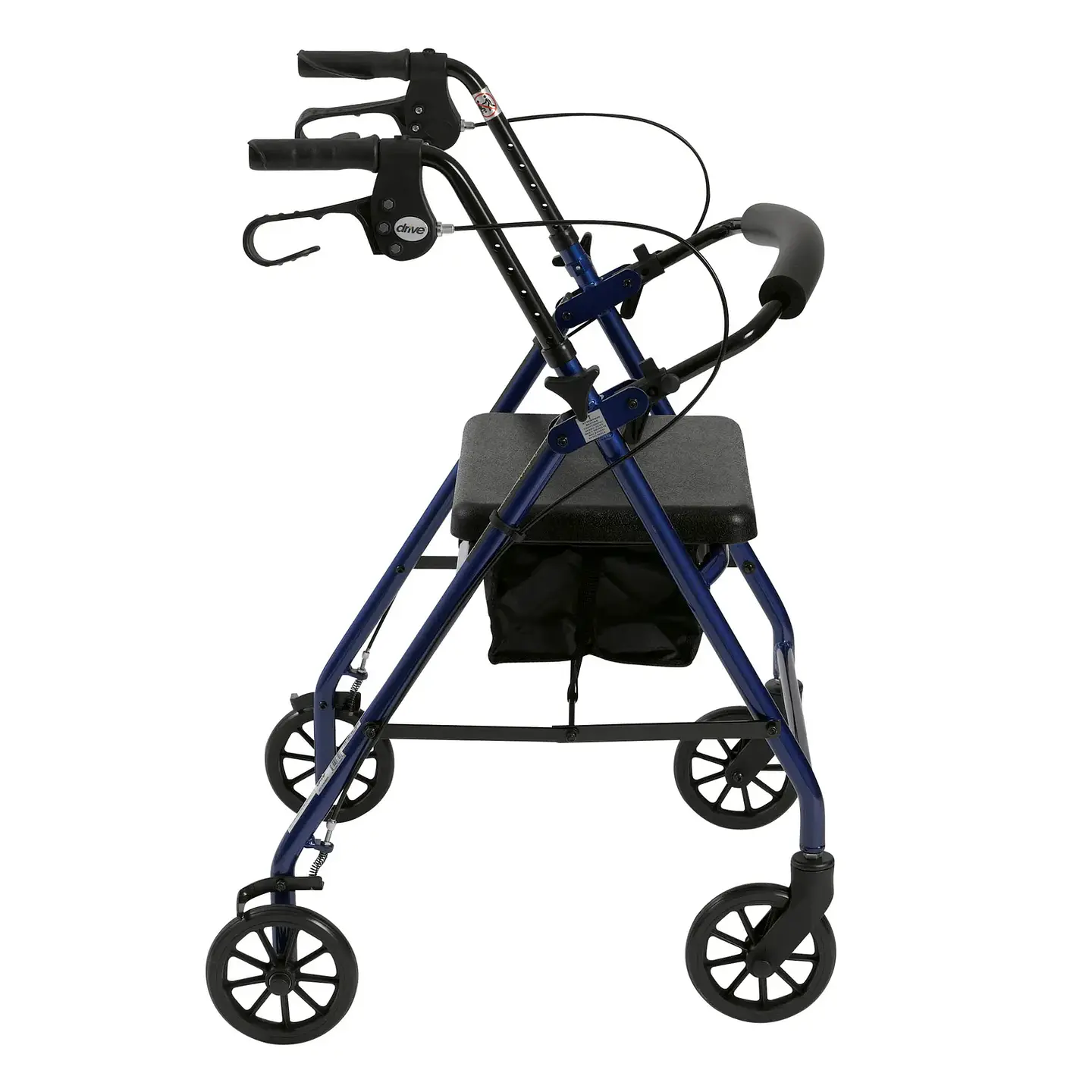 Caminador Drive Medical de 4 ruedas plegables con descansa pies, respaldo extraíble plegable y asiento acolchado, azul. 3