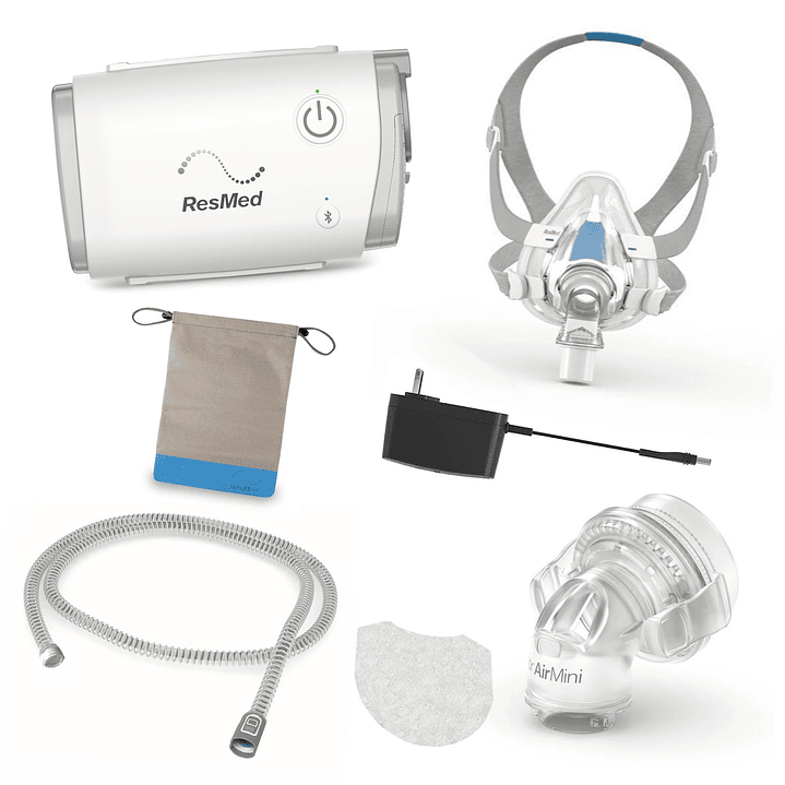 Combo CPAP de viaje AirMini + Máscara AirFit F20 CPAP + Accesorios compatibles. 1