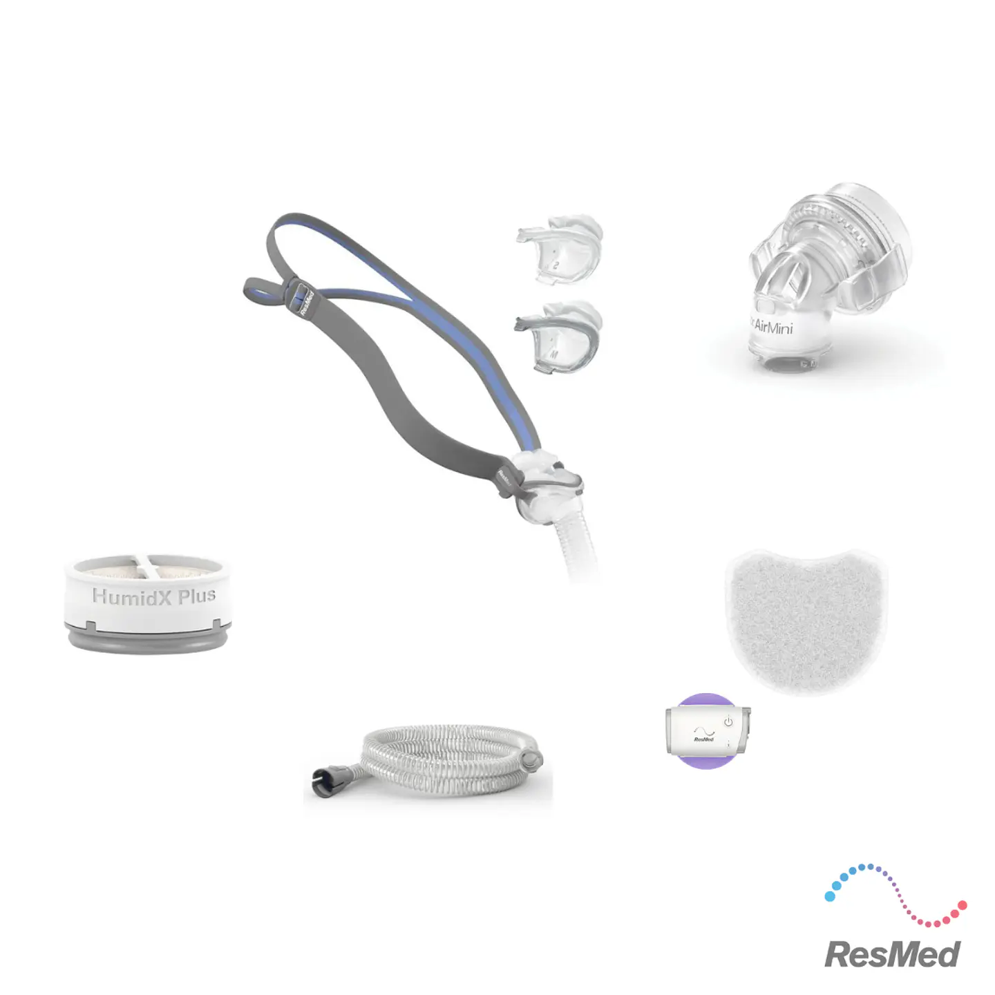 Paquete de configuración ResMed AirMini para mascarilla CPAP Airfit P10. 1