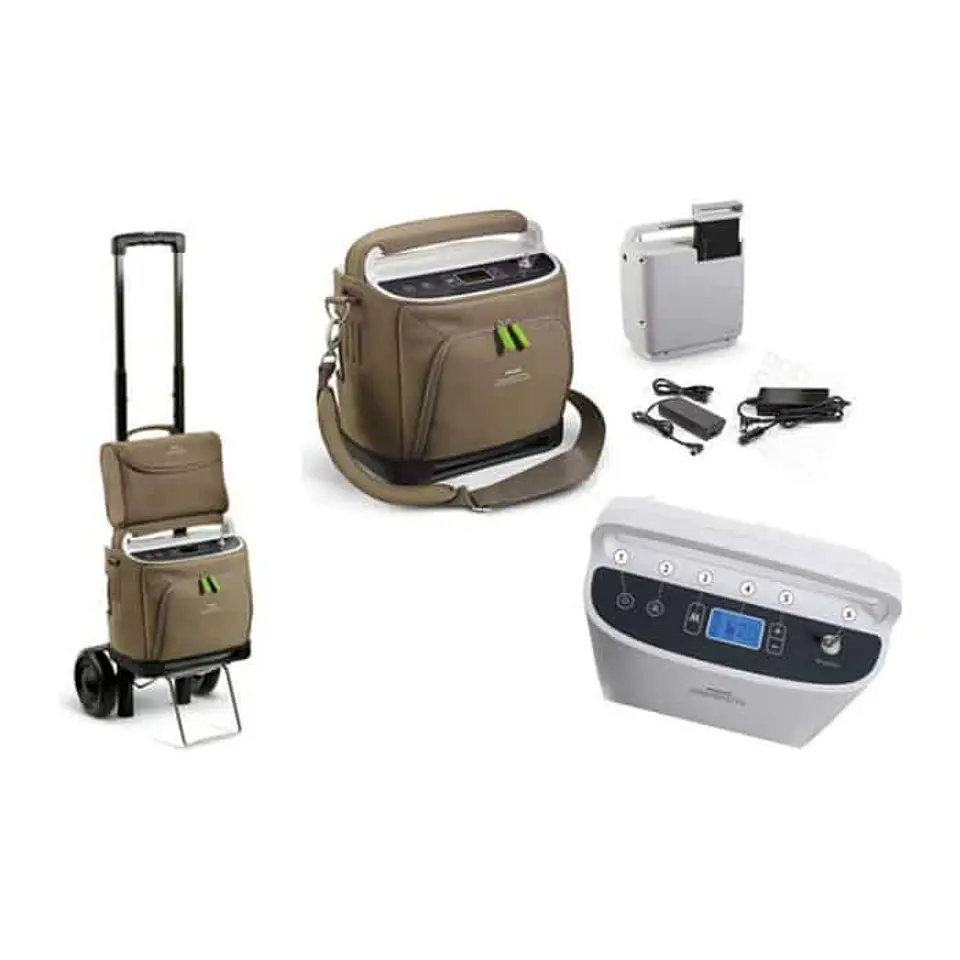 Concentrador de oxigeno portatil Philips Respironics SimplyGo USADO + Medidor de flujo pediátrico Rhythm 2
