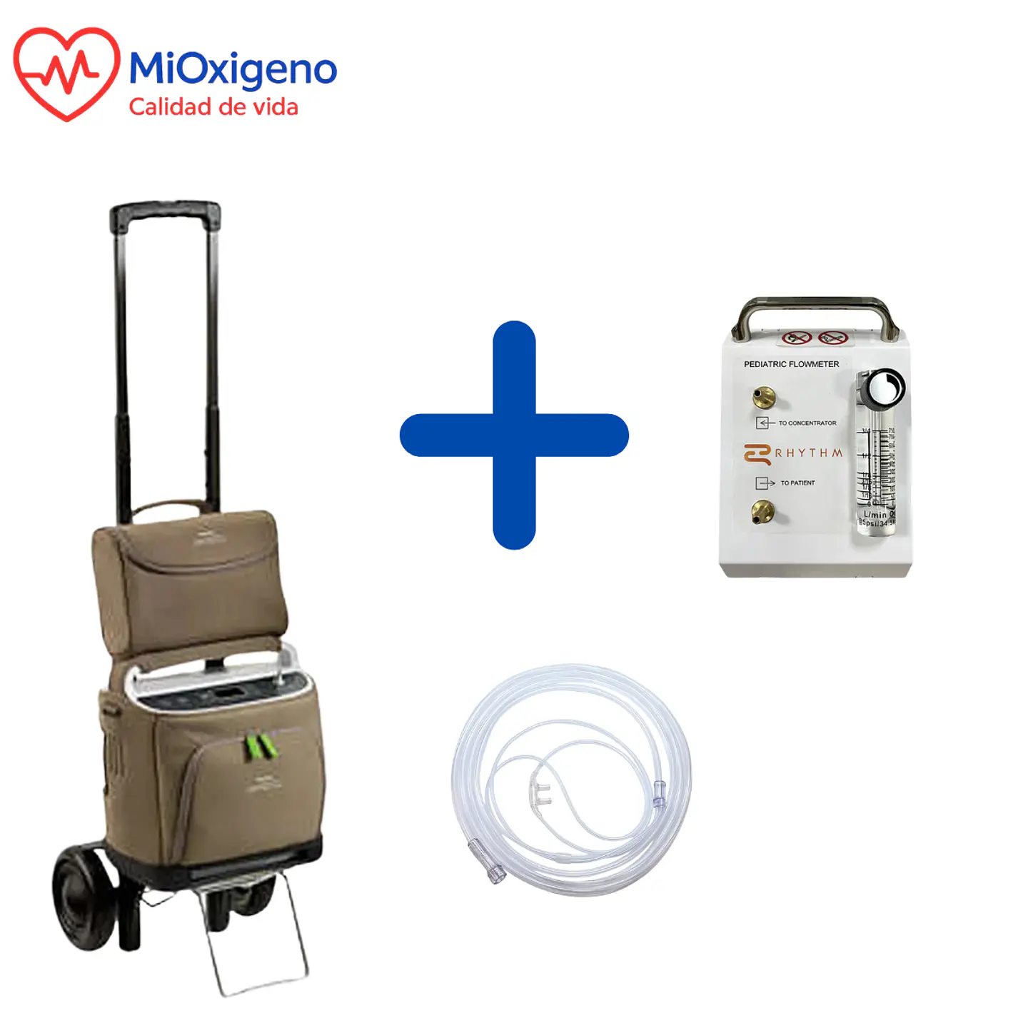 Concentrador de oxigeno portatil Philips Respironics SimplyGo USADO + Medidor de flujo pediátrico Rhythm 1