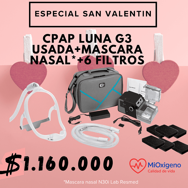 Luna G3  CPAP -  APAP USADA OBSEQUIO Mascara Nasal N30i Lab + 6 Filtros Especial San Valentín ❤️✨ 1